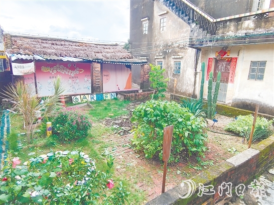 郭一芳家的庭院用沙地植物打造而成，形成層次分明的生態(tài)景觀。