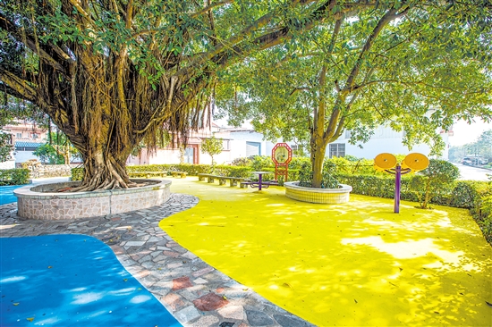 鶴山推動(dòng)村居小公園環(huán)境整治，為群眾提供舒適的生活環(huán)境。圖為位于桃源鎮(zhèn)的一處口袋公園。