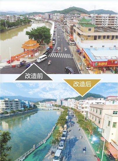 房屋外立面提升改造后，融入東南亞特色元素，打造風情濃郁、宜居宜業(yè)的特色示范主街。